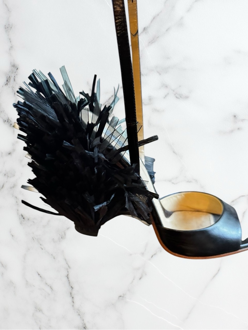 MOSCHINO Black Slingback Fringe Platforms - Picture 5 of 14
